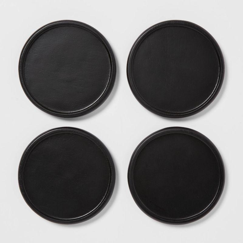 4pk Acacia Modern Coasters Black - Threshold™