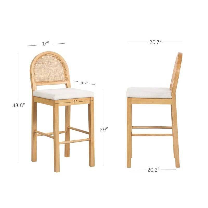 Nathan James Bailey Upholstered Counter Stool with Solid Wood Frame
