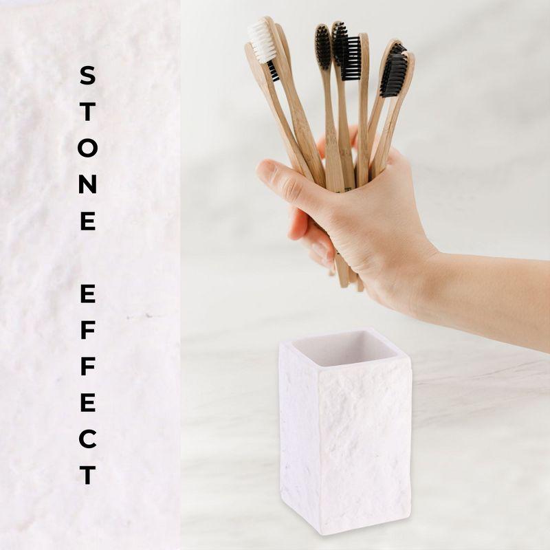 Evideco Square Resin Stone Effect Bath Tumbler Cup Toothbrush Holder