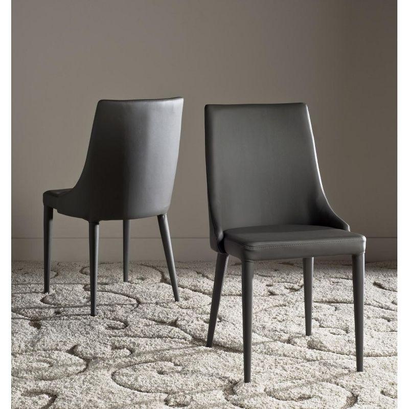 Summerset 19" H Leather Side Chair (Set of 2) - FOX2014 - Grey - Safavieh Couture