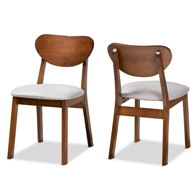 Damara Gray and Walnut Brown Fabric Upholstered Dining Chair Set