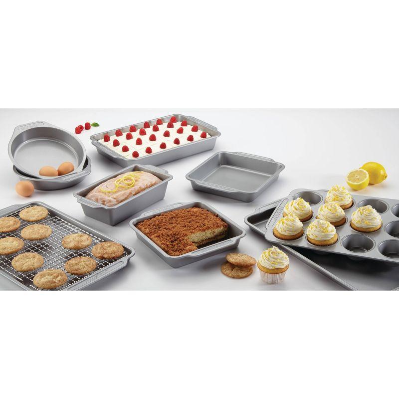 Farberware 10-Piece Gray Nonstick Steel Bakeware Set with Cooling Rack