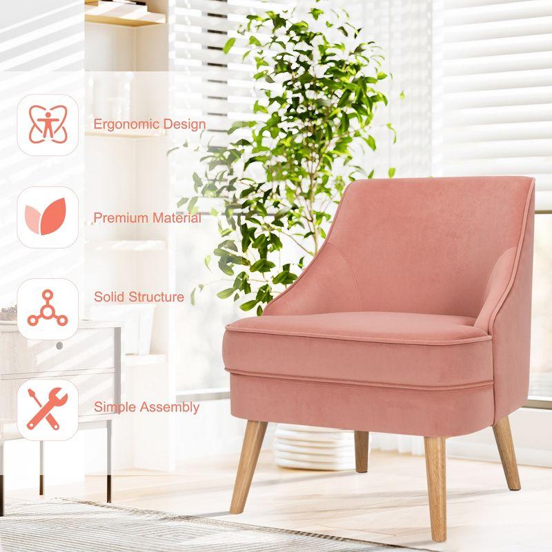 Elegant Blush Pink Velvet Square Arm Accent Chair Set