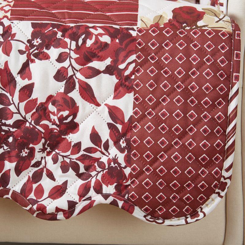 Reversible Stitched Patchwork Sofa Furniture Protector - Great Bay Home(Loveseat, Burgundy)
