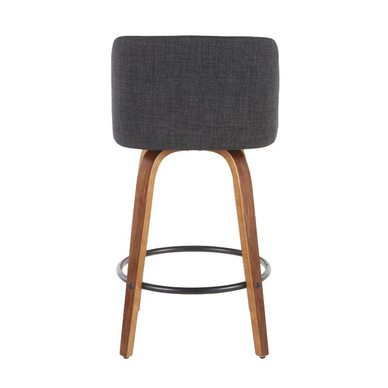 Walnut and Charcoal Gray Swivel Counter Stools - Set of 2