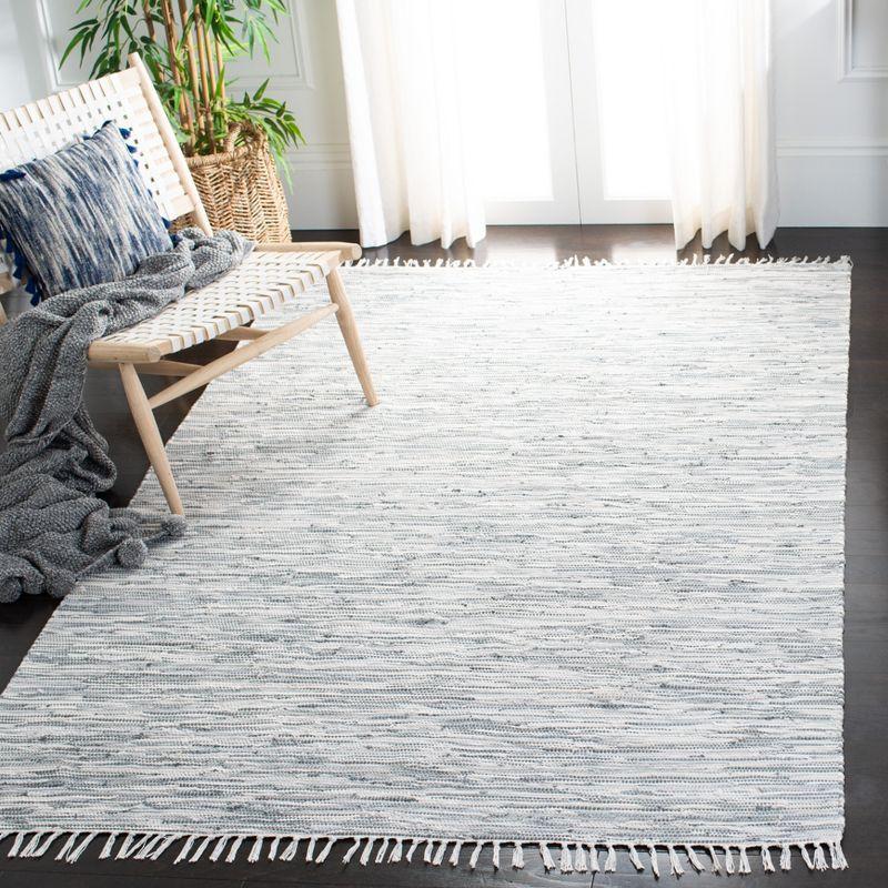 Coastal Charm Hand-Woven Cotton Flatweave 5' x 7' Gray Rug