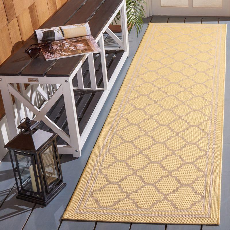 Gold and Beige Synthetic Non-slip Stain-resistant Runner Rug