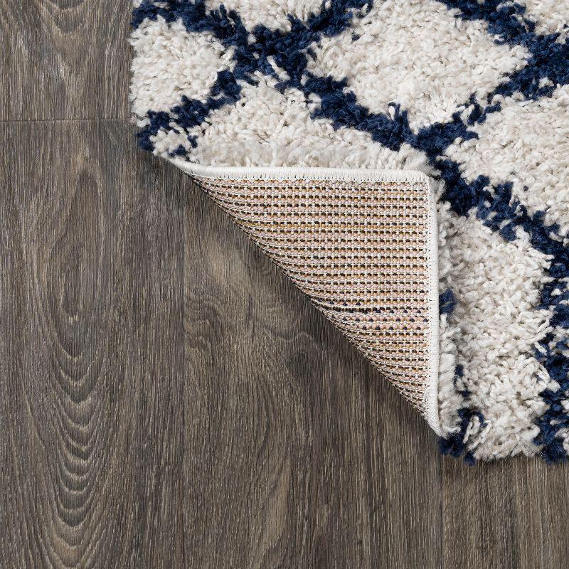 3'x5' Sineu Moroccan Diamond Shag Area Rug, Beige/Navy - JONATHAN Y