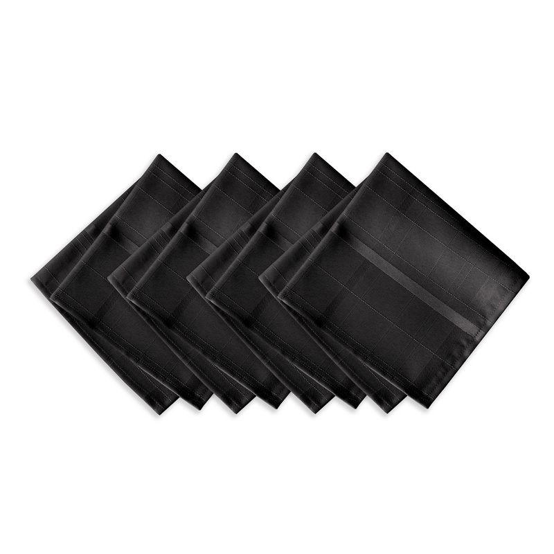 Black Plaid Polyester Napkin Set of 4 - 17" x 17"