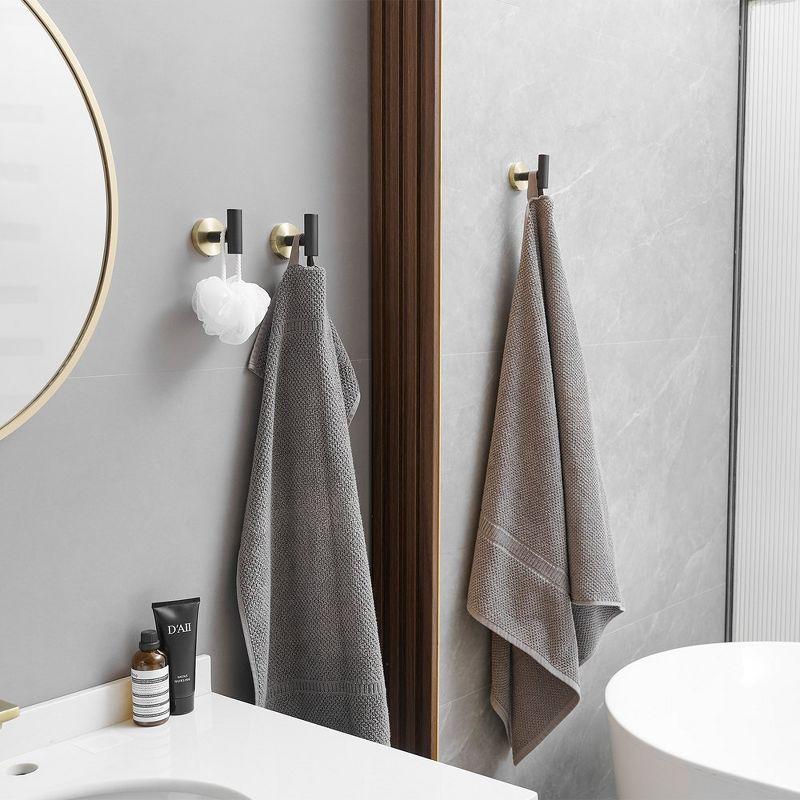 BWE 4-Pieces Round Shape J-Hook Robe/Towel Hook Wall Mount Bathroom Storage Modern