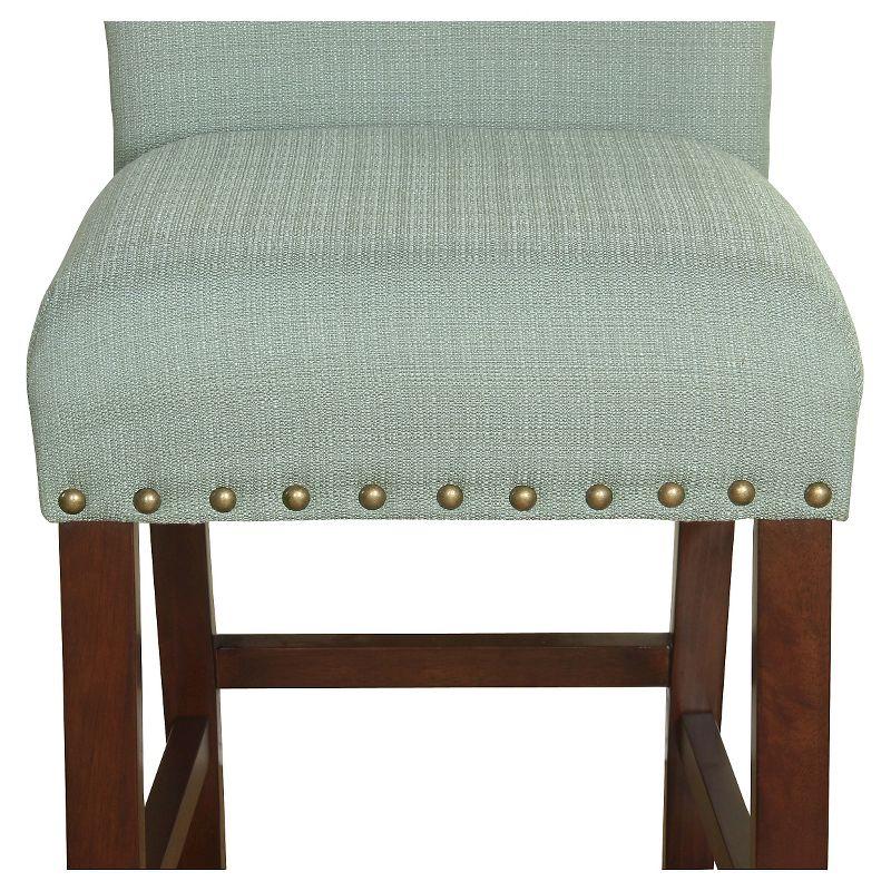 Seafoam Blue 24" Nailhead Trim Backless Wooden Counter Stool