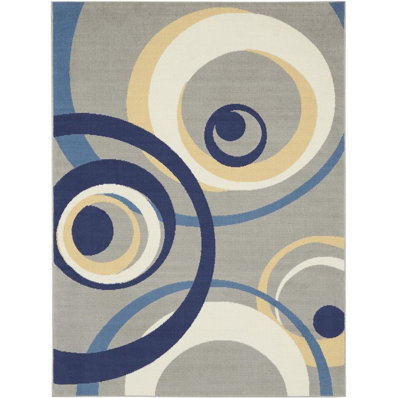 Retro Grafix Power-Loomed Grey 6' x 9' Synthetic Area Rug