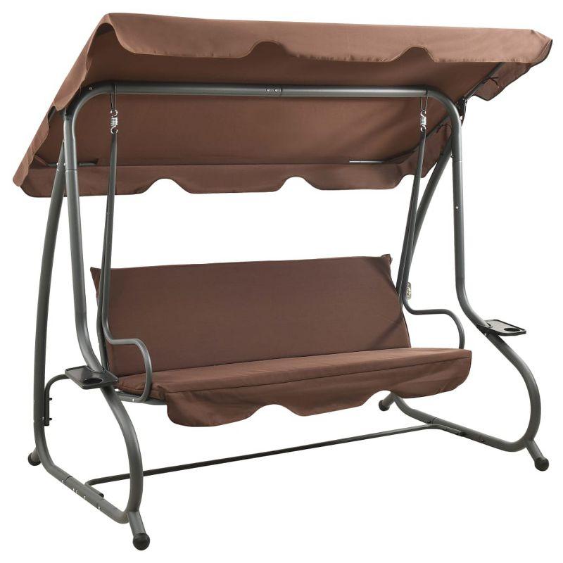 vidaXL Outdoor Swing Bench with Canopy Coffee