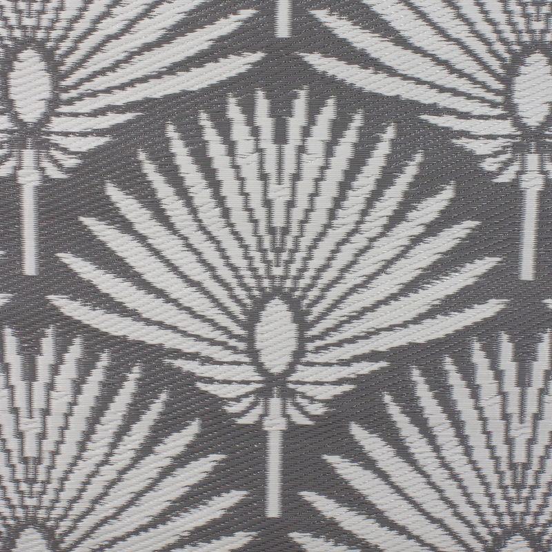 Tropical Fan Leaf Gray & White 4' x 6' Outdoor Area Rug