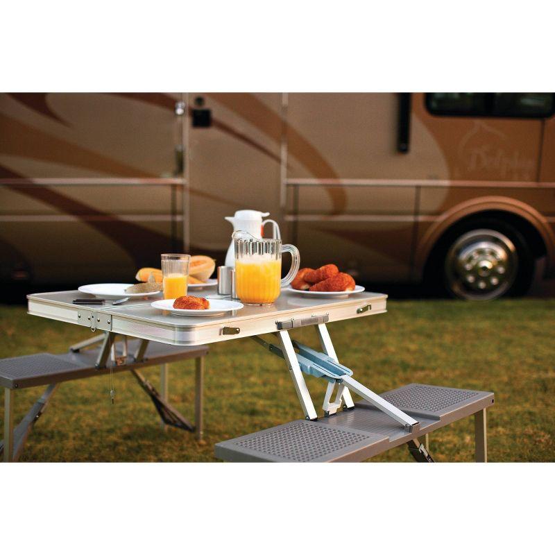 Oniva Aluminium Rectangle Portable Picnic Table with Seats - Silver