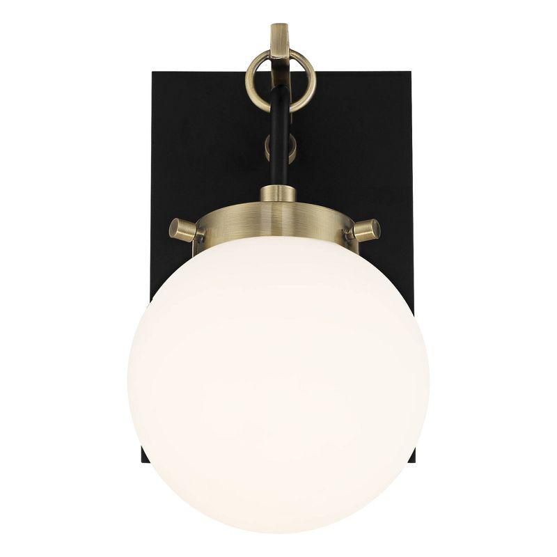 Possini Euro Design Olean Modern Wall Light Sconce Black Brass Hardwire 6" Fixture Frosted Glass Globe Shade for Bedroom Bathroom Vanity Reading House