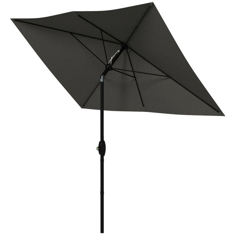 Outsunny 6.6 X 10 ft Rectangular Market Umbrella Patio Outdoor Table Umbrellas with Crank & Push Button Tilt