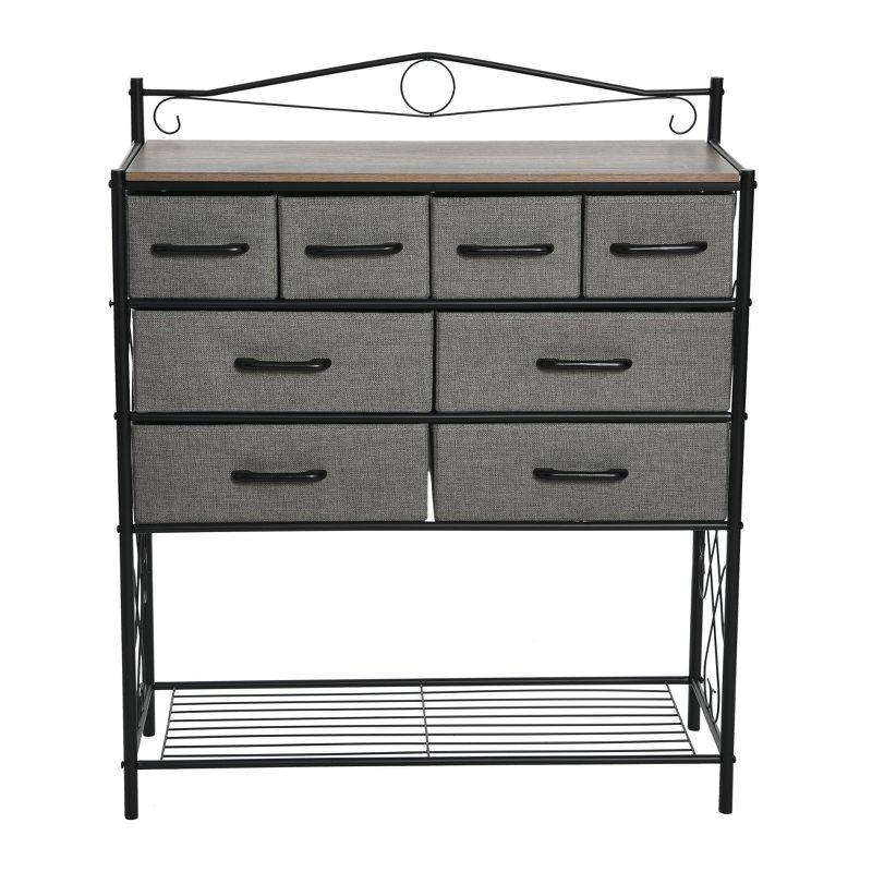 Victorian Style 8-Drawer and Bottom Shoe Shelf Storage Organizer Unit, Black and Ashwood Color