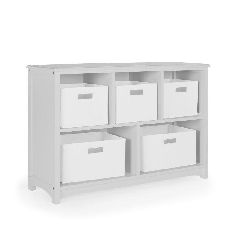 Gray Wooden Kids' Bookshelf with Storage Compartments