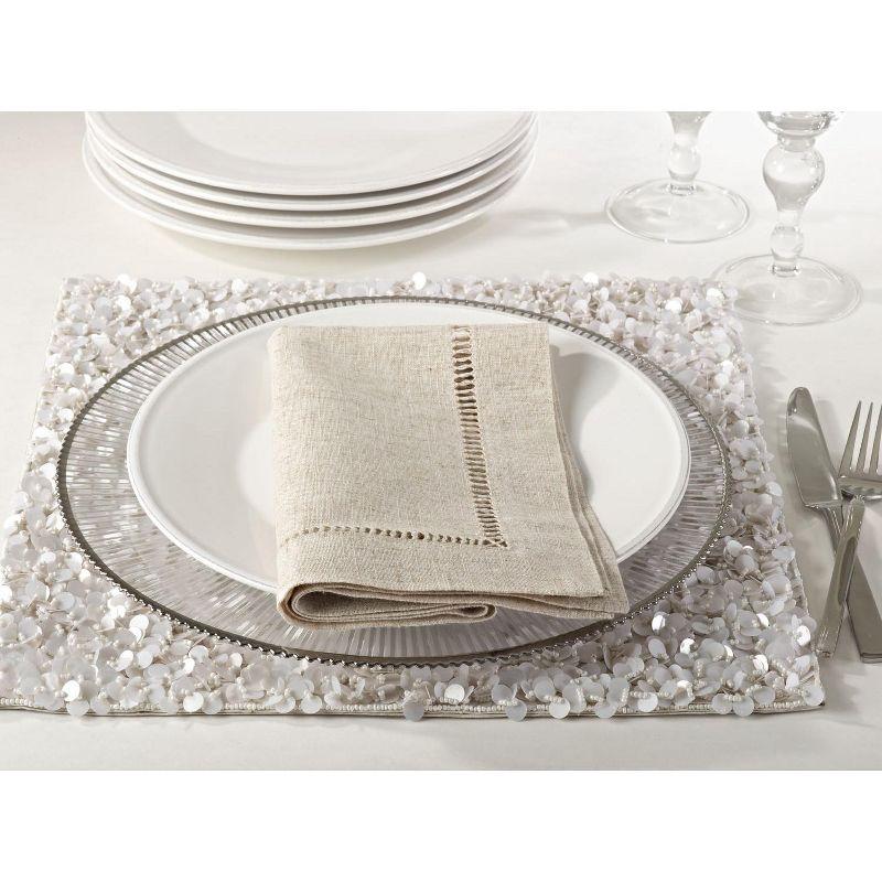 Saro Lifestyle Poly Linen Blend Table Napkins With Hemstitch Border