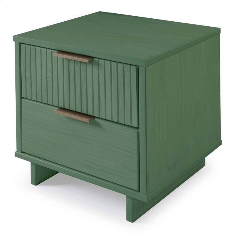 Manhattan Comfort Set of 2 Granville 2 Drawer Nightstands Sage Green: Modern Design, Soft Close, Metal Handles