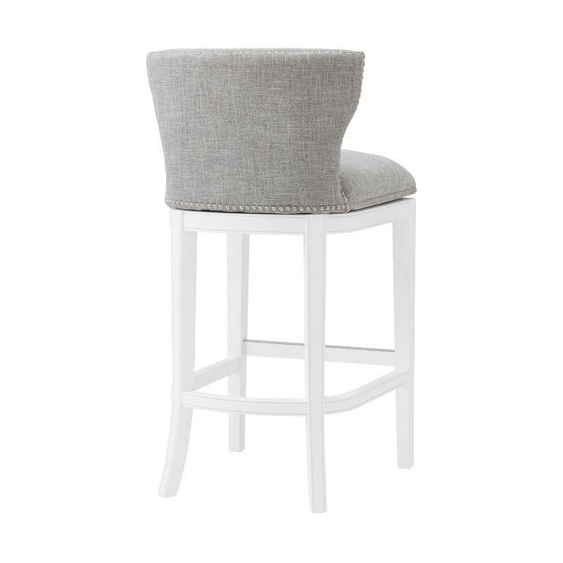 Alaterre Furniture Set of 2 Miranda Swivel Bar Height Stools White: Rubberwood Frame, Polyester Upholstery, Fixed Seat Height 30.75"