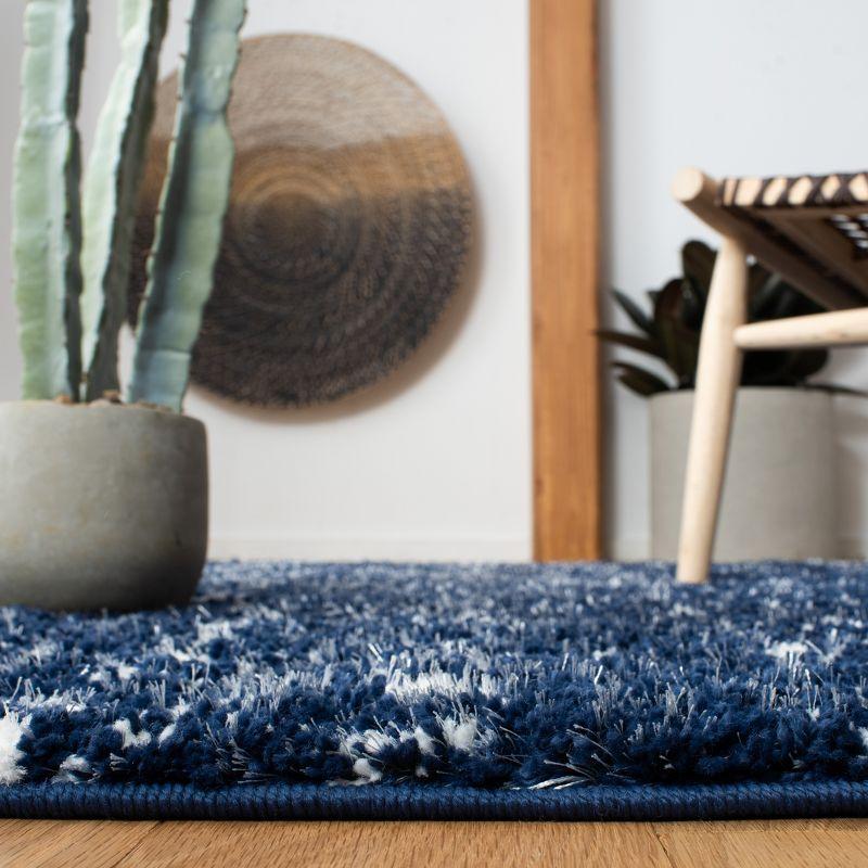 Berber Fringe Shag BFG519 Power Loomed Indoor Area Rug - Dark Blue/Ivory - 6'7"x9' - Safavieh