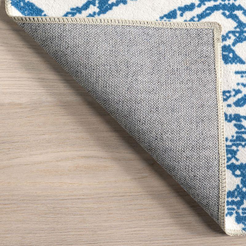 Nuloom Rosanne Herringbone 3x5 Machine Washable Accent Indoor Area Rug for Living Room Bedroom Dining Room Entryway Kitchen, Blue/Ivory