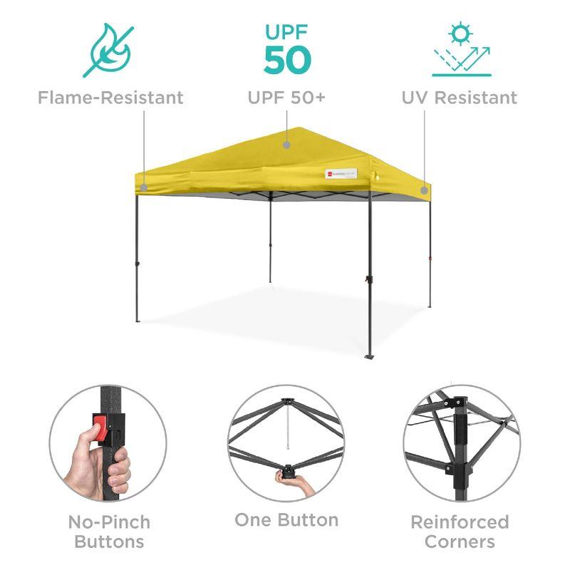 Best Choice Products 10x10ft Easy Setup Pop Up Canopy w/ 1-Button Setup, Wheeled Case, 4 Weight Bags - Yellow