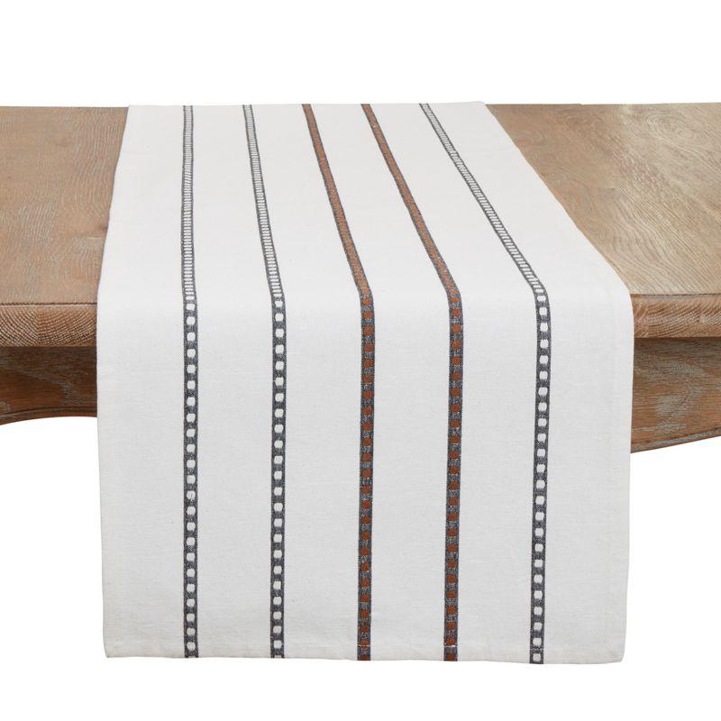 White and Black Cotton Rectangle Table Runner