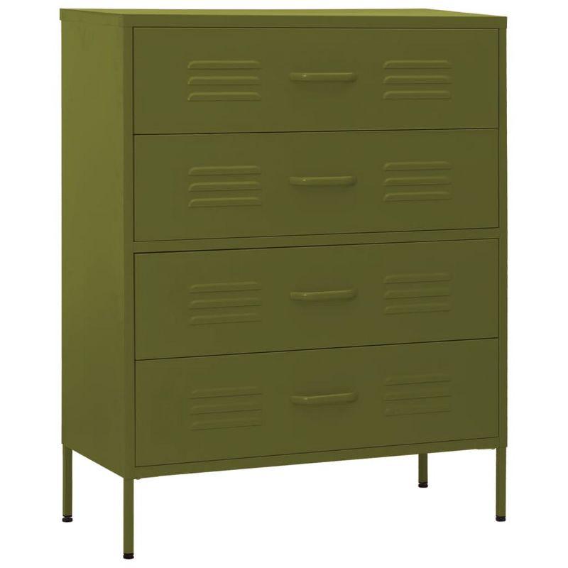 vidaXL Chest of Drawers Olive Green 31.5Inchx13.8Inchx40Inch Steel