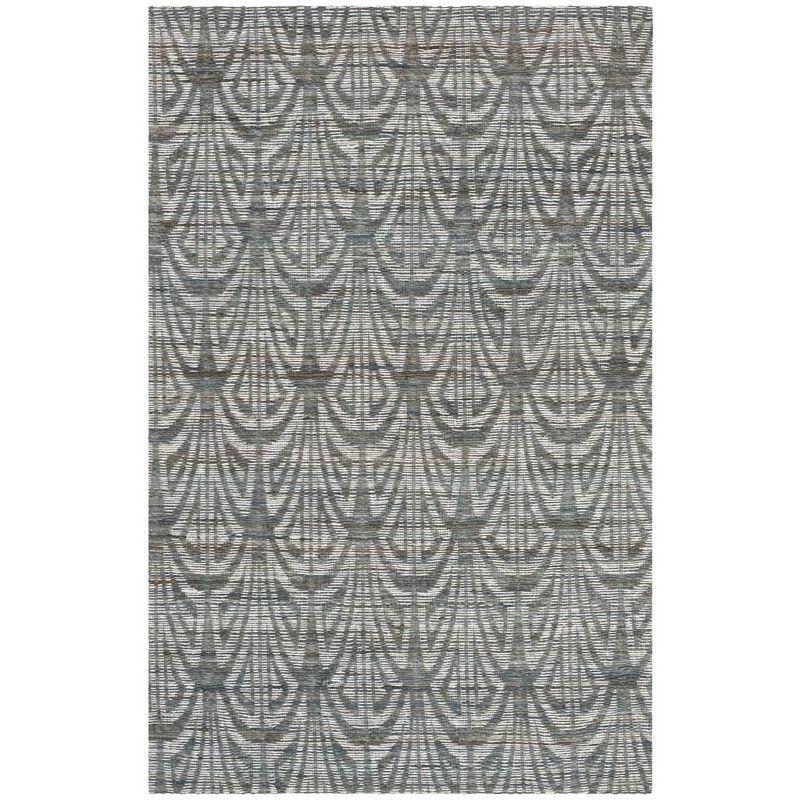 Slate and Ivory Geometric Flat Woven Wool Cotton Rug, 8' x 10'