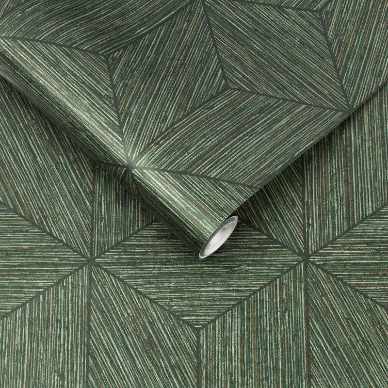 Grasscloth Geo Pine Green Geometric Paste the Wall Wallpaper