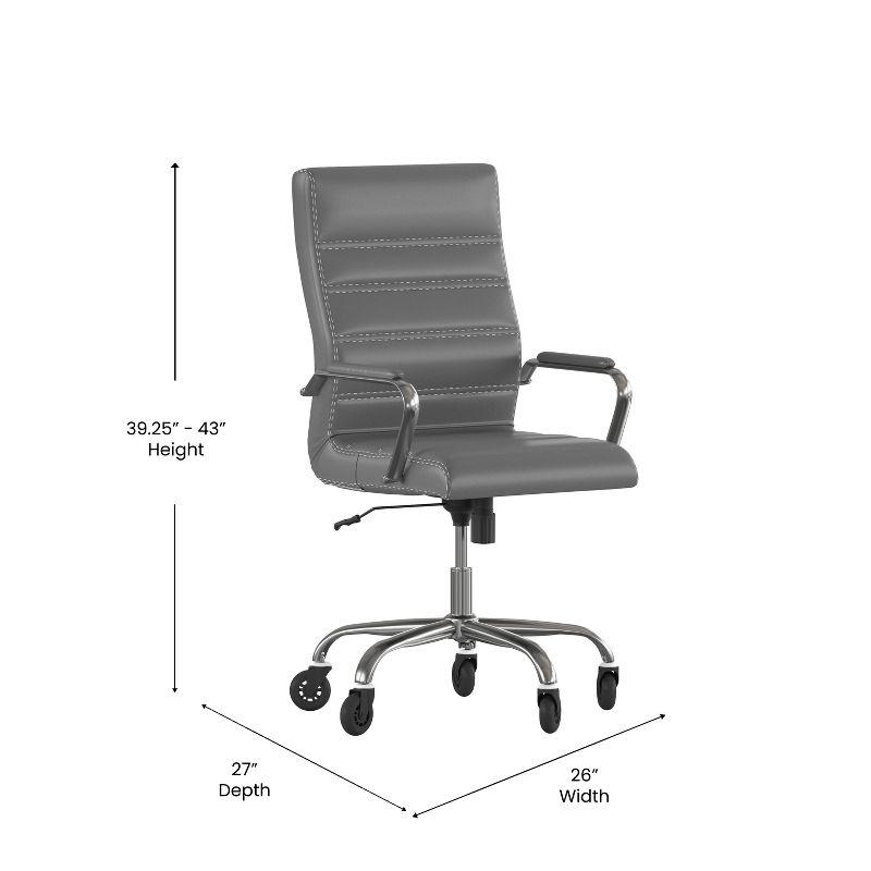 Flash Furniture Whitney High Back Executive Swivel Office Chair with Black Frame, Arms, and Transparent Roller Wheels