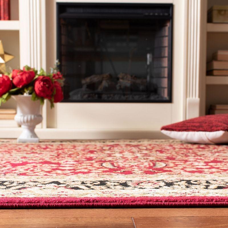 Red and Black Hand-Knotted Synthetic 5' x 7' Area Rug