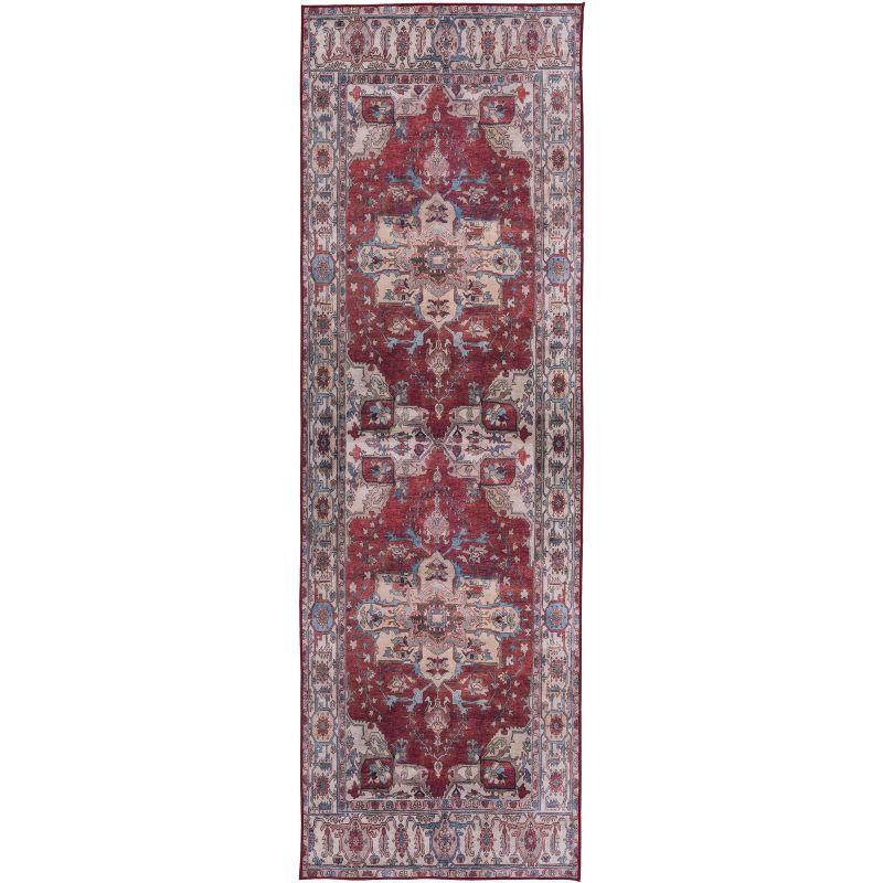 Tucson Vintage Persian TSN106 Power Loomed Machine Washable Skid-Resistant Indoor Runner Rug - Red/Beige - 2'6"x12' - Safavieh