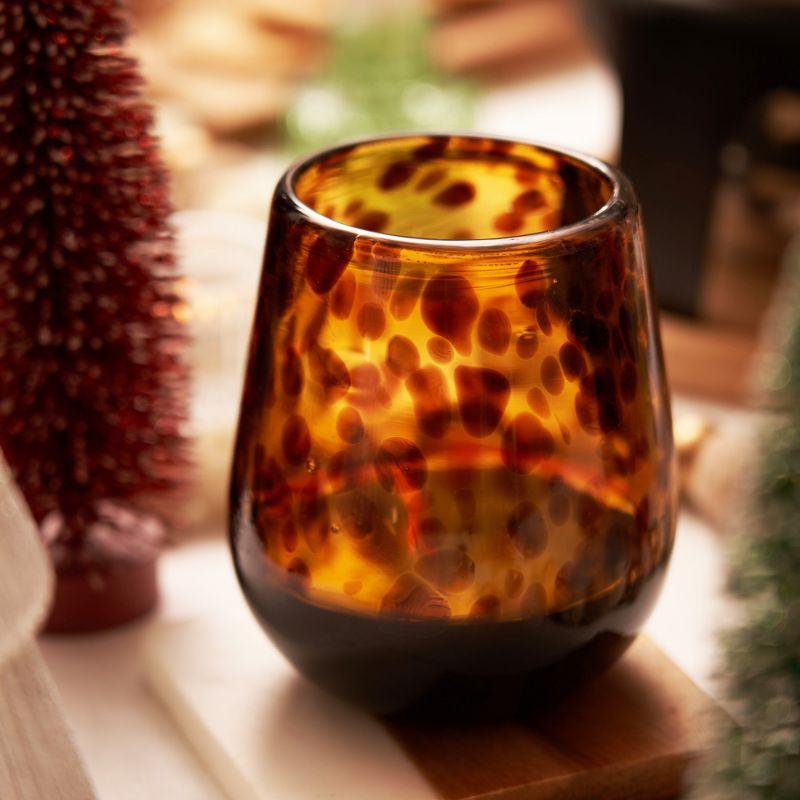 Amber Speckled Recycled Glass Stemless Wine Glasses, Set of 2