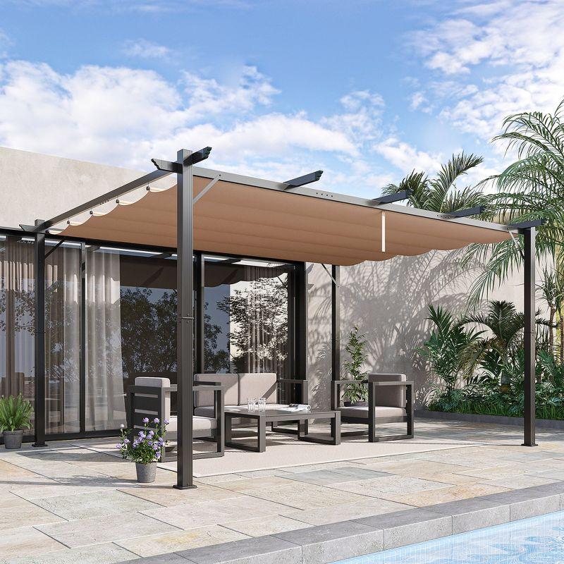 Outsunny Outsunny Pergola with Retractable Shade Canopy, Aluminum