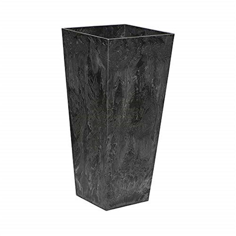 Novelty Ella Artstone Tall Square Plastic Resin Planter with Water Minder System, Black 27.5"
