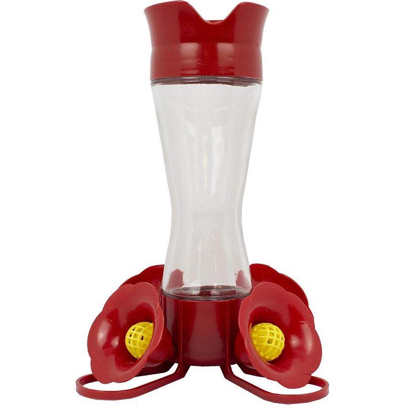 Red Glass and Plastic Hanging Hummingbird Feeder