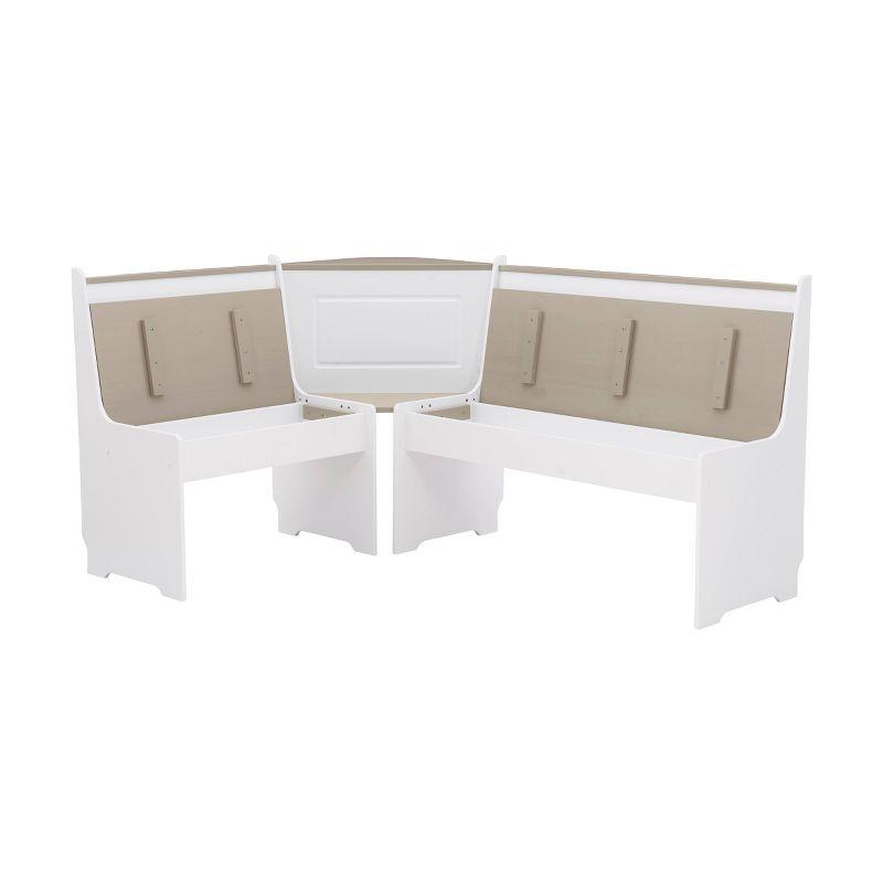 Linon 3pc Ardmore Breakfast Nook Storage Benches Dining Set White/Gray: Mid-Century Modern, Wood, 6-Seat Capacity