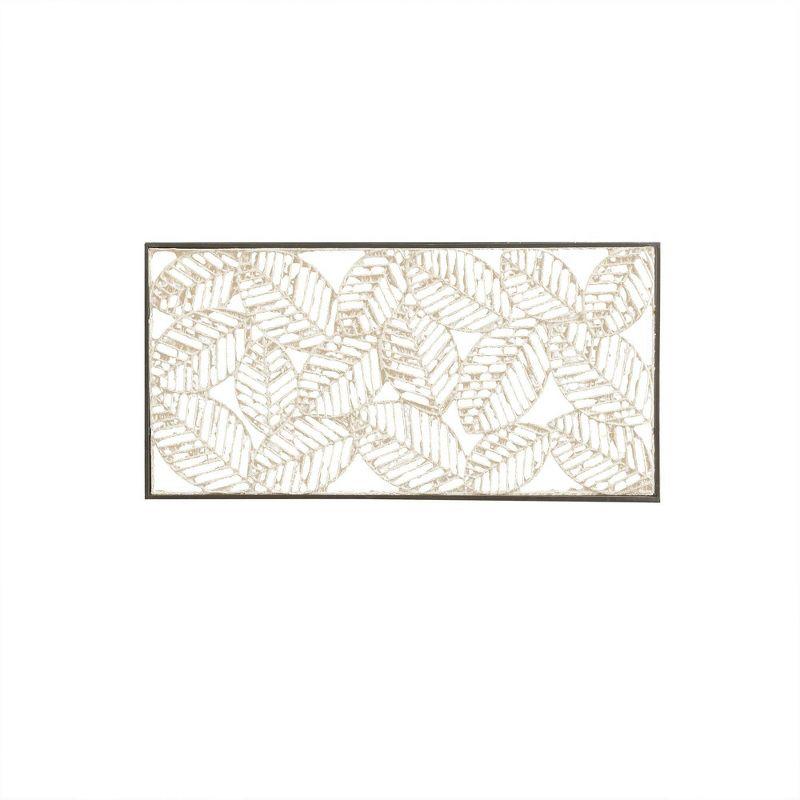 32" x 16" Cream Paper Cloaked Leaves Metal Framed Wall Sculpture