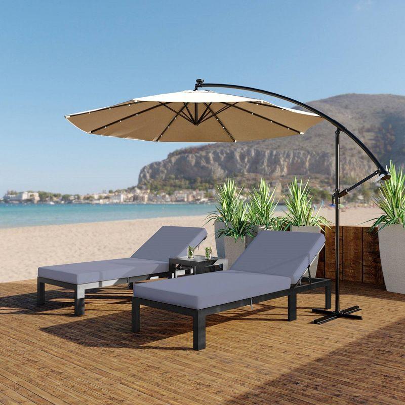 Chelsea Modern Adjustable Backrest Blue Aluminum Outdoor Chaise Lounge