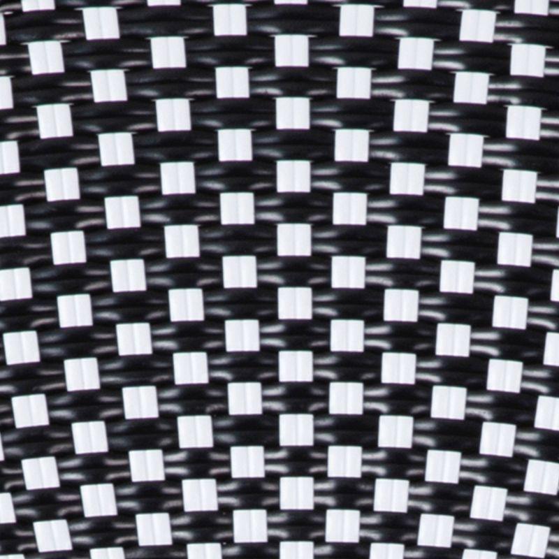 Emma & Oliver Soie Indoor/Outdoor Stacking Thonet Bistro Style Chair with Arms, Black & White PE Rattan Seat and Natural Bamboo Finished Metal Frame