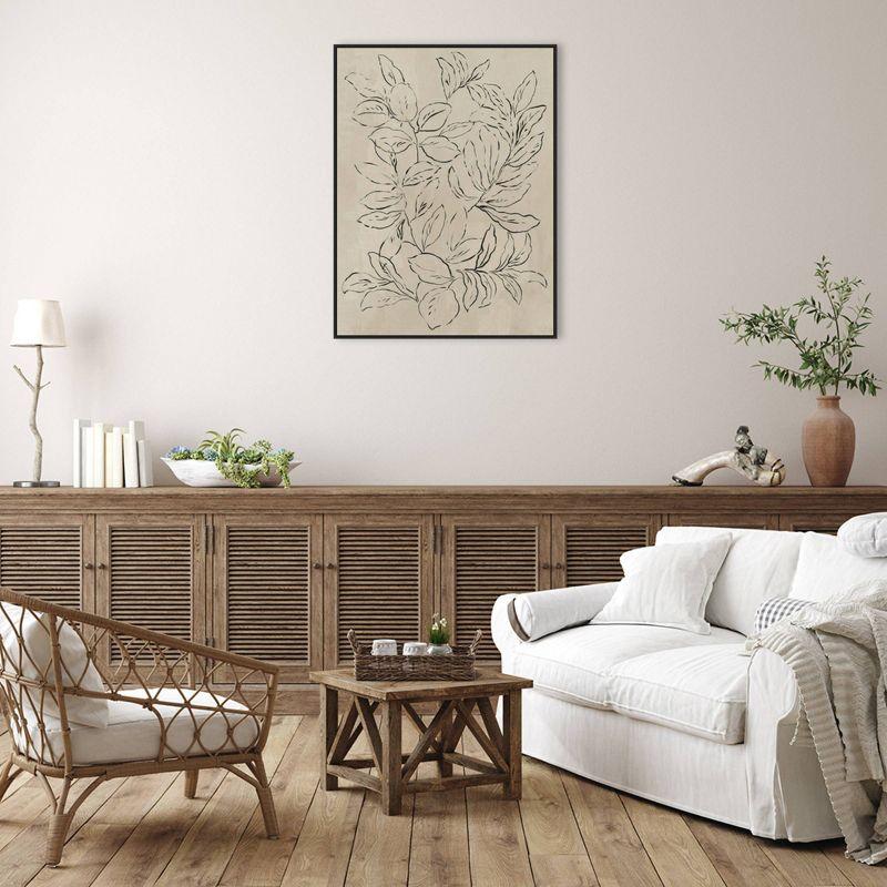 32" x 42" Outlined Leaves II by Asia Jensen Framed Canvas Wall Art Print - Amanti Art: Modern Botanical Lithograph