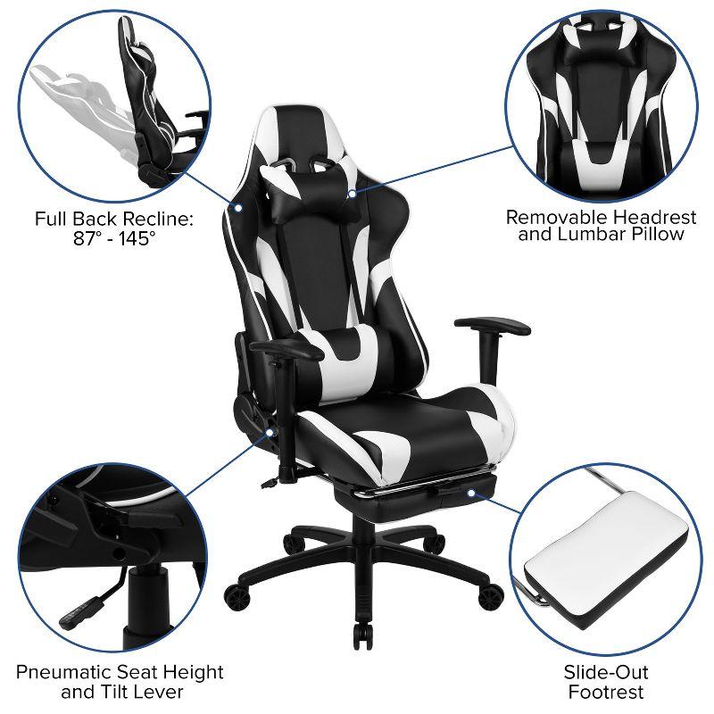 Flash Furniture X30 Gaming Chair Racing Office Ergonomic Computer Chair with Fully Reclining Back and Slide-Out Footrest in Red LeatherSoft