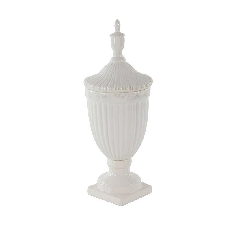 26" Modern Ceramic Urn Vase White - Olivia & May: Large Tabletop Decor, Novelty Design