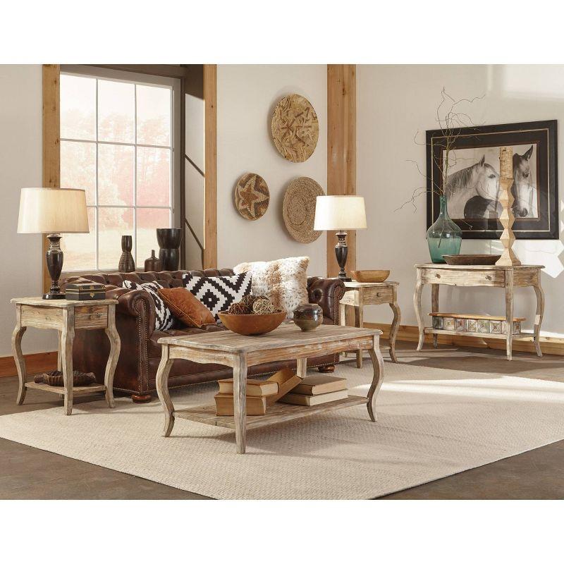 Alaterre Austerity Wood Coffee Table with Open Shelf, Driftwood Natural Finish, Accent & Occasional Furniture, Assemble Required