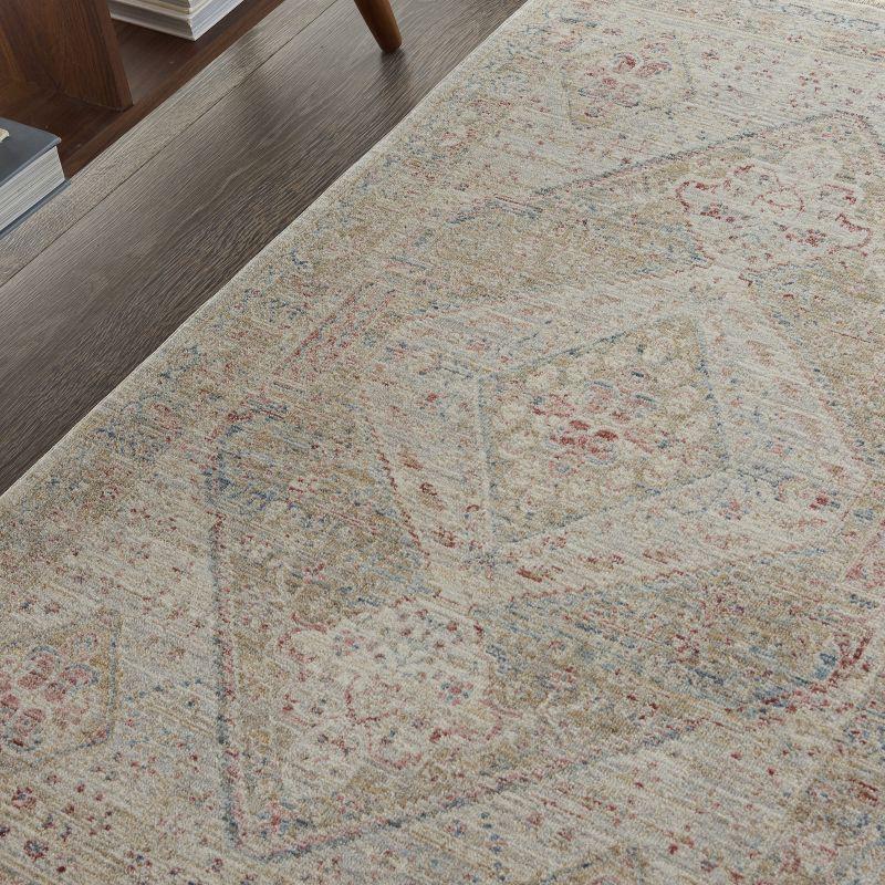 Enchanting Floral Medallion Beige/Grey Synthetic 3' x 5' Area Rug