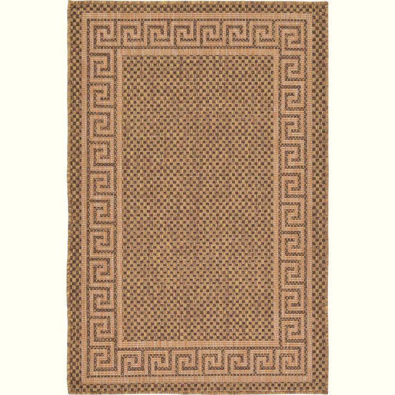 Unique Loom 3' 3 x 5' 1 Brown Outdoor Border Greek Key Area Rug